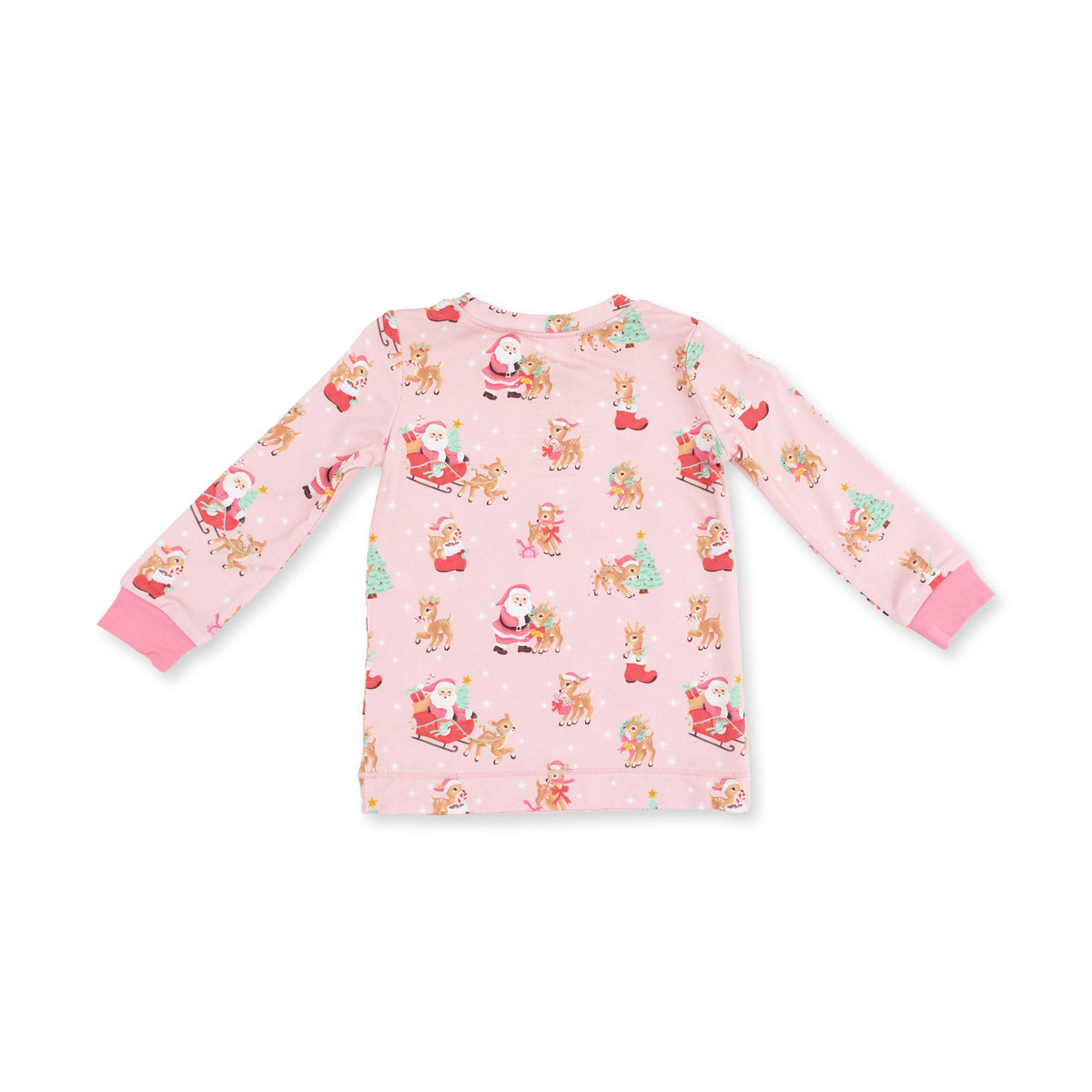 Vintage Reindeer & Santa Pink - Long Sleeve Loungewear Set by Angel Dear