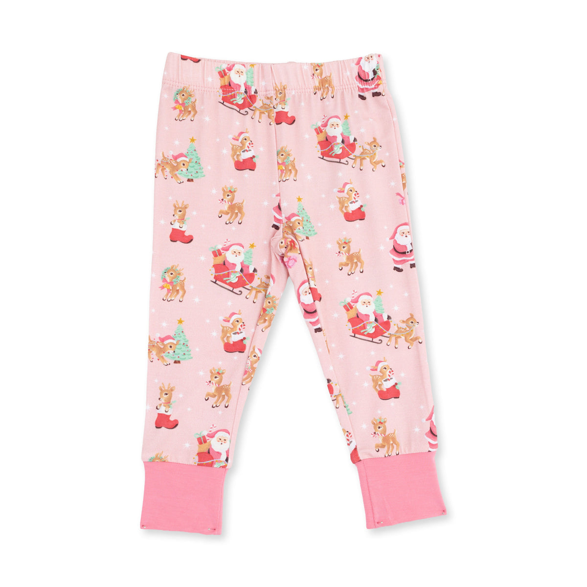 Vintage Reindeer & Santa Pink - Long Sleeve Loungewear Set by Angel Dear