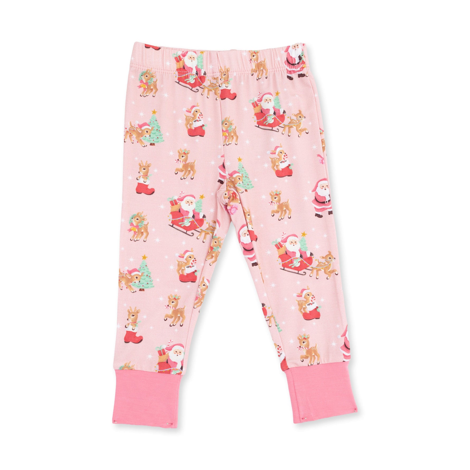 Vintage Reindeer & Santa Pink - Long Sleeve Loungewear Set by Angel Dear