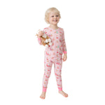 Vintage Reindeer & Santa Pink - Long Sleeve Loungewear Set by Angel Dear