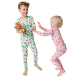 Vintage Reindeer & Santa Pink - Long Sleeve Loungewear Set by Angel Dear