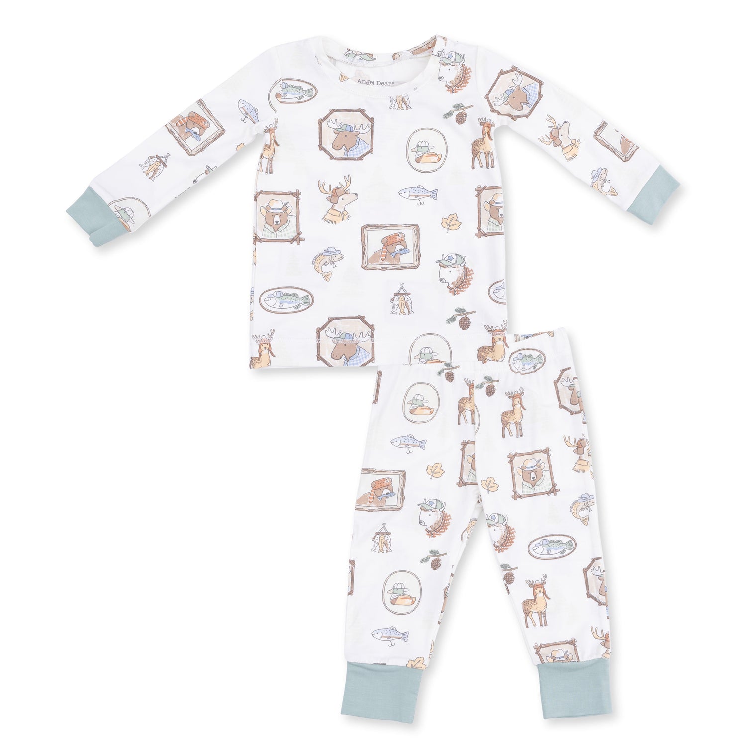 Long sleeve loungewear set with a Woodson's Family Cabin print, matching long-sleeve top and pants