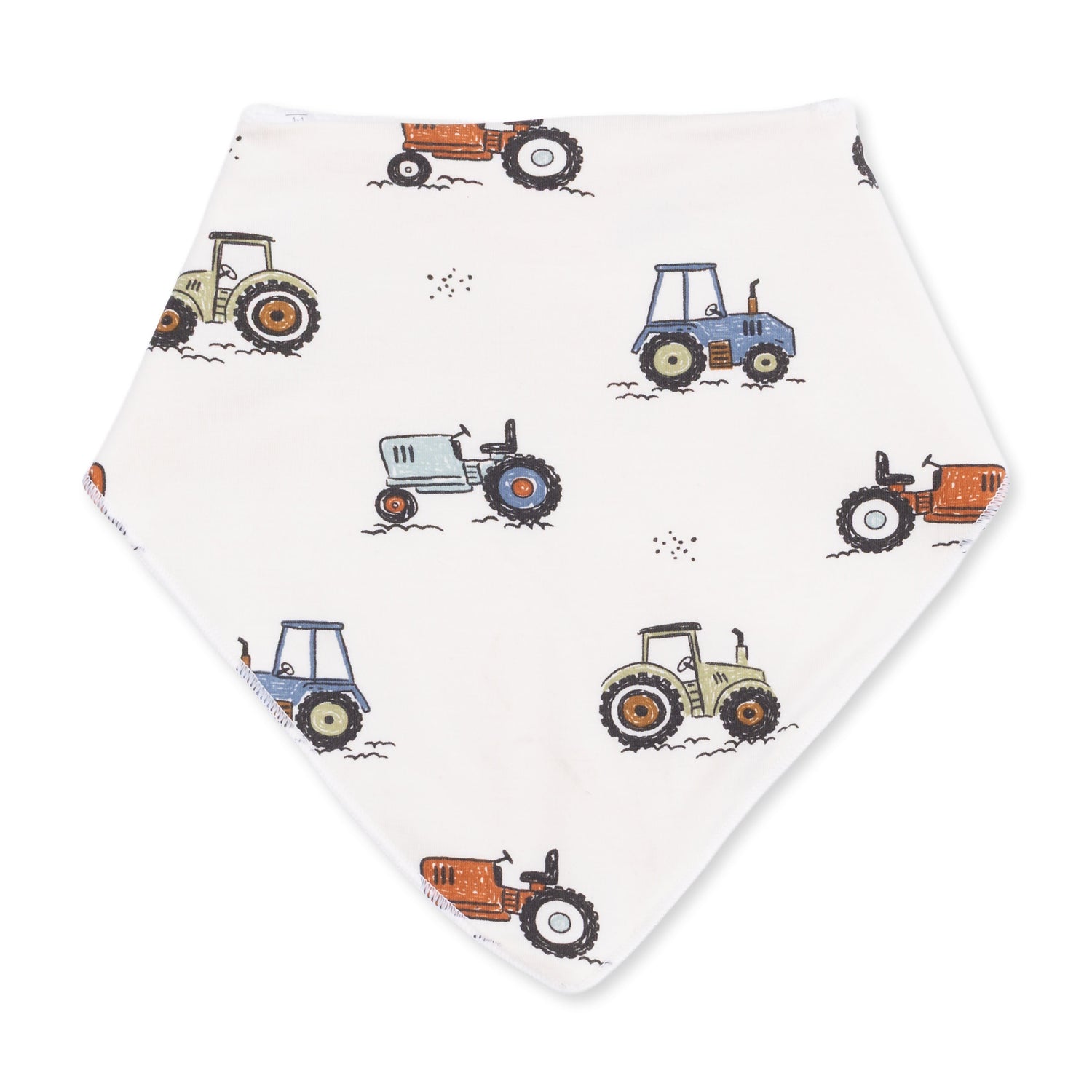 Bandana bib with a Future Farmer print and adjustable snap closure at the neck.