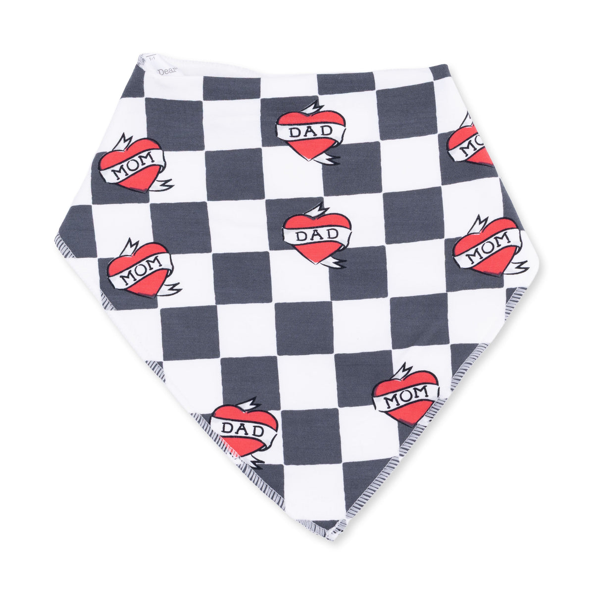 Heart Tattoo Check Black - Bandana Bib by Angel Dear