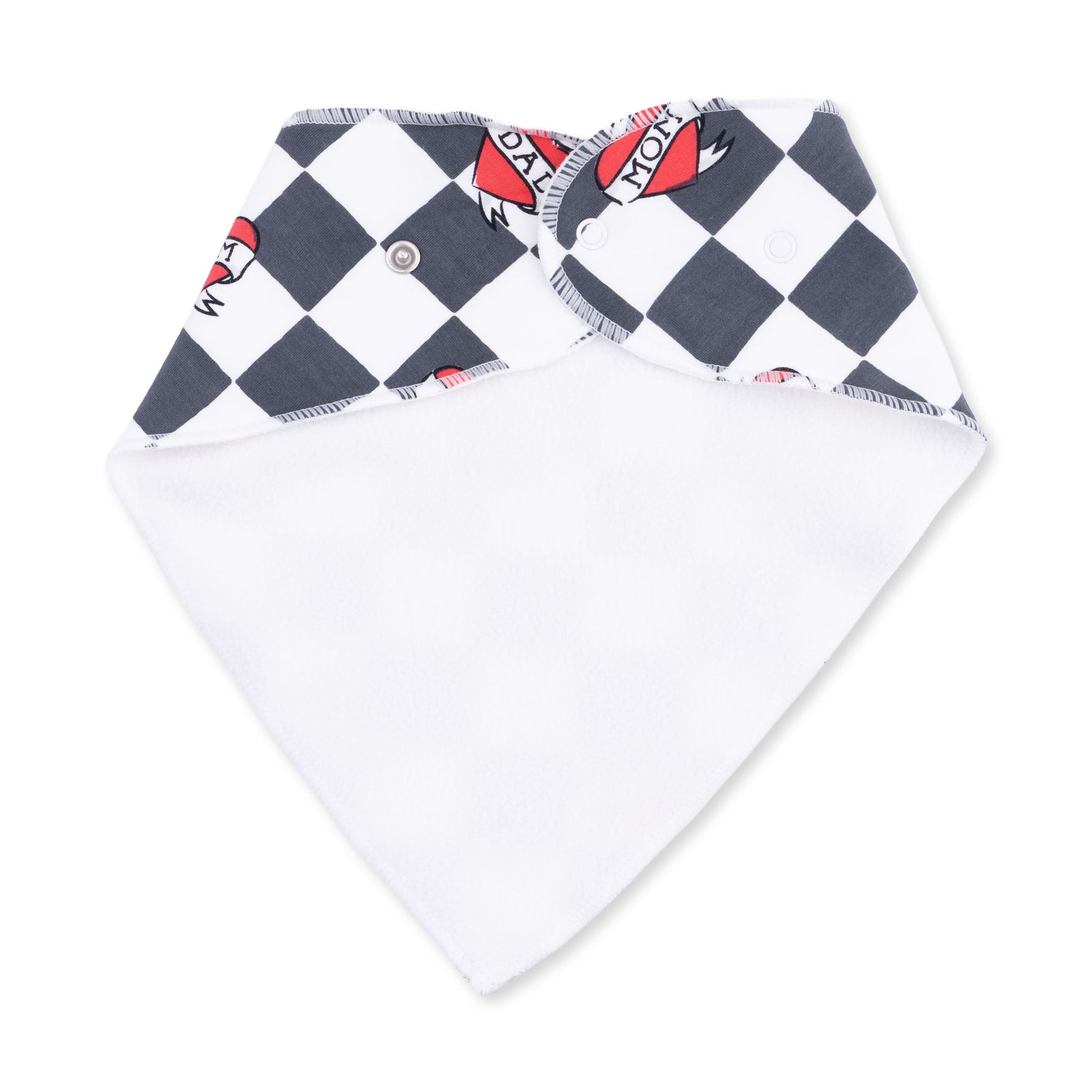 Heart Tattoo Check Black - Bandana Bib by Angel Dear