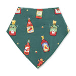 Bandana bib with Spice Spice Baby print and adjustable neck snaps