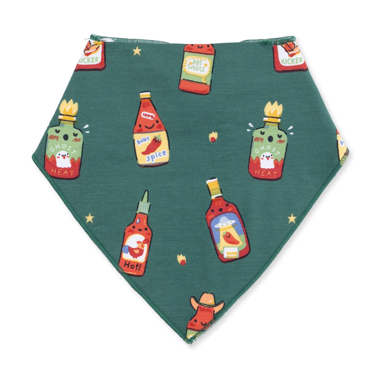 Bandana bib with Spice Spice Baby print and adjustable neck snaps