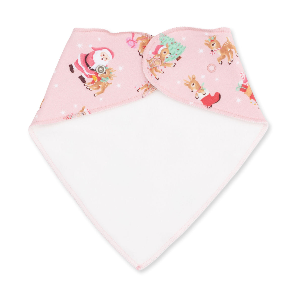 Vintage Reindeer & Santa Pink - Bandana Bib by Angel Dear