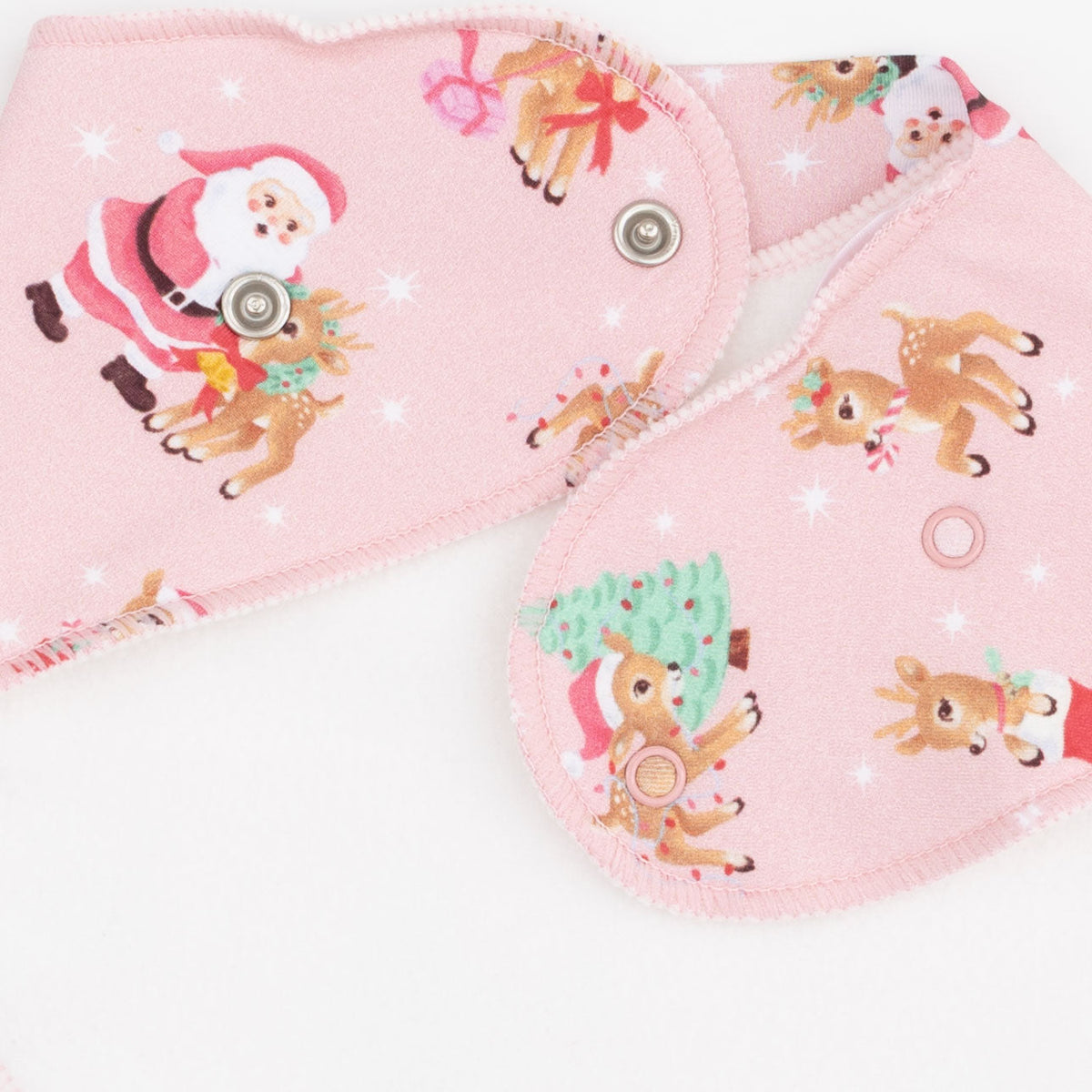 Vintage Reindeer & Santa Pink - Bandana Bib by Angel Dear