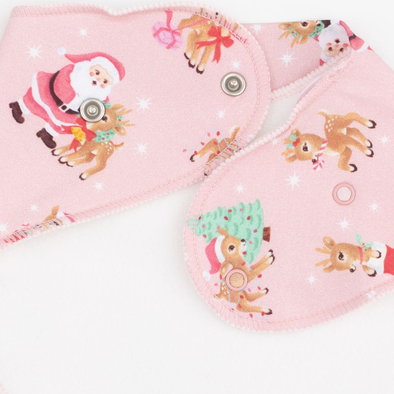 Vintage Reindeer & Santa Pink - Bandana Bib by Angel Dear