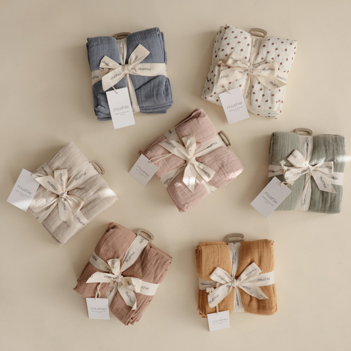 Mushie organic cotton muslin cloths 3-pack