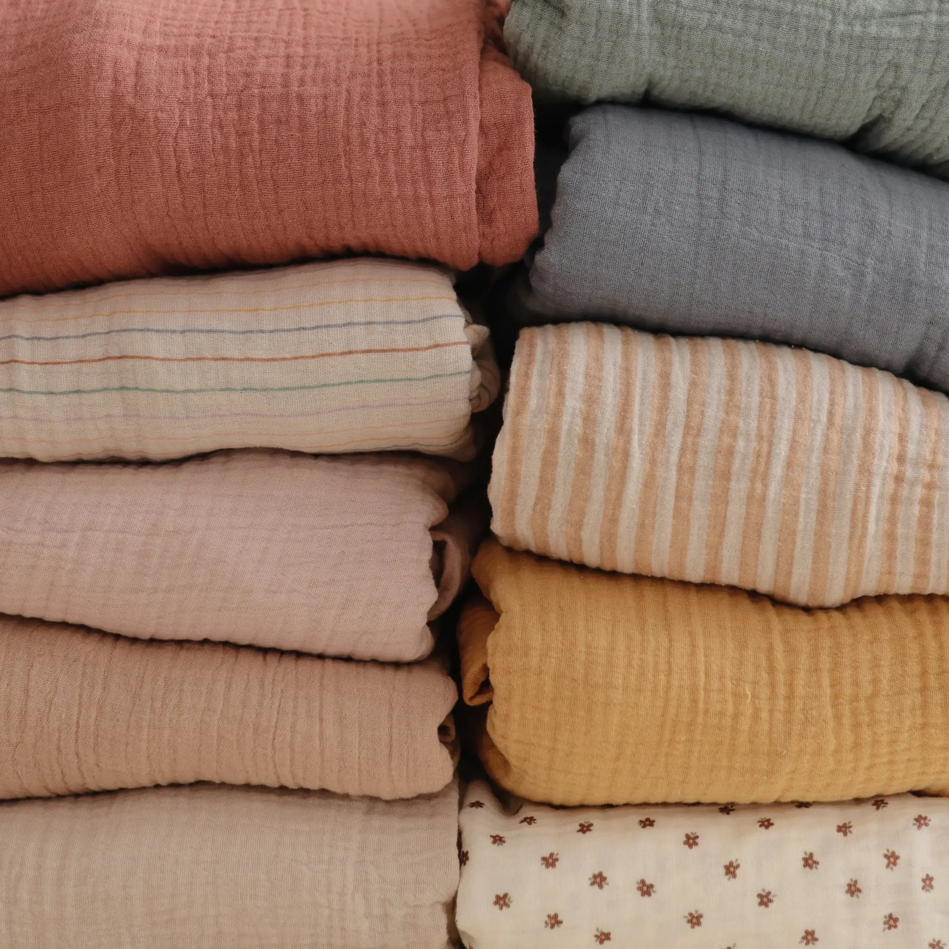Mini Muslin Crib Sheet 100 Percent Cotton Extra Soft Breathable Fabric Full Elastic Edges Pre-Washed For Softness Mushie