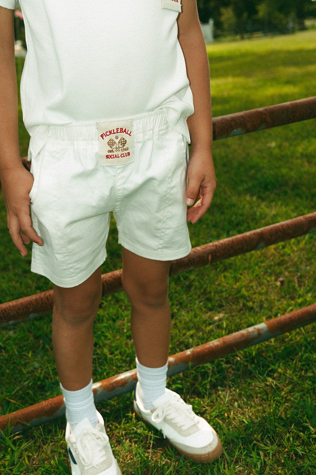 Crew Kids NY Billy Shorts with Stripe and Patch Details for Kids