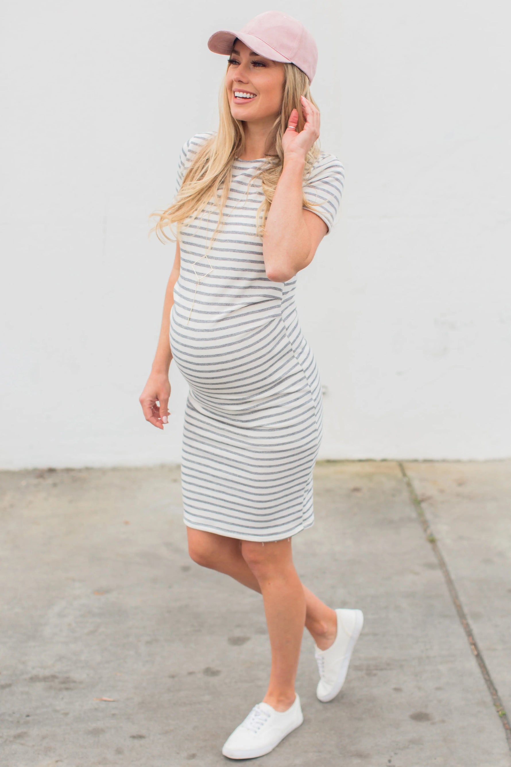 PinkBlush Maternity Dress with Striped Design for Stylish Expecting Moms - Everetts Place