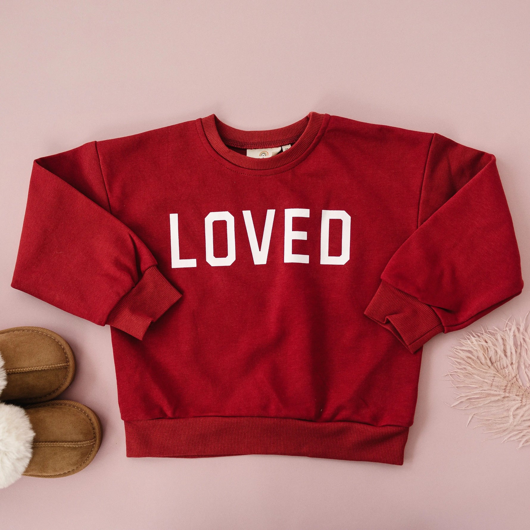 Loved Crewneck Sweatshirt - Red or Pink Little Joy Co. 