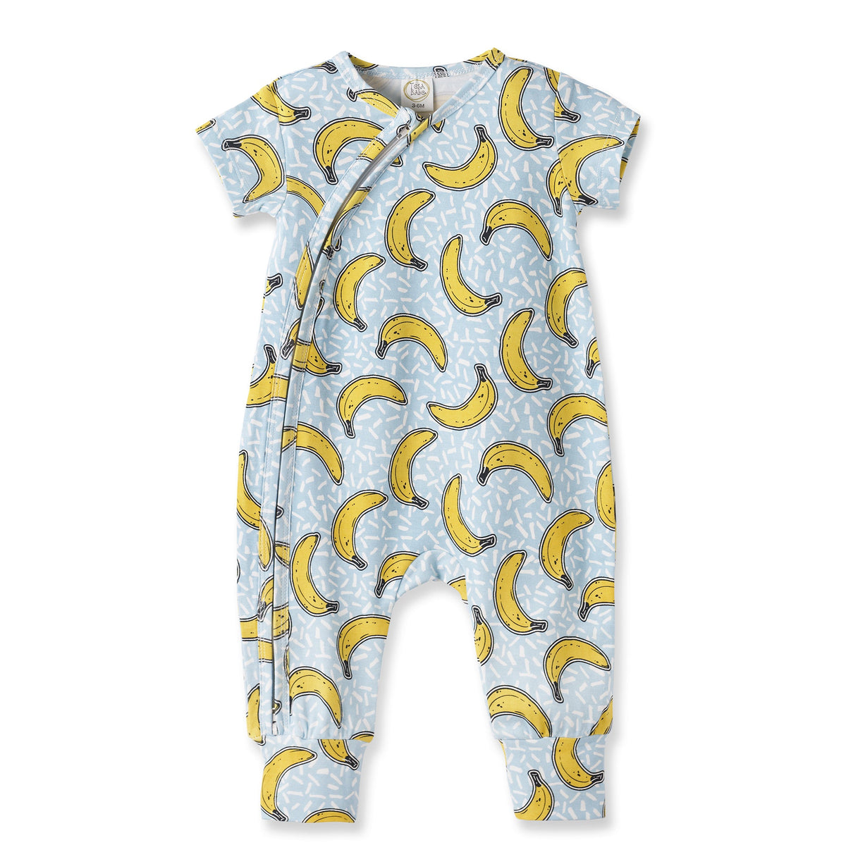 Tesa Babe baby banana split print bamboo convertible zipper romper