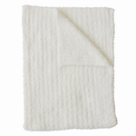 Cream ribbed plush blanket with a soft textured surface, shown folded