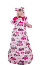 My First Pink Car Bamboo Sleep Sack | Baby Sleep Bag by Rayn’s Tiny Stitches