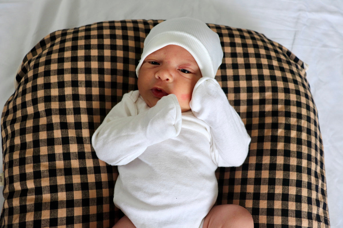 Brown Black Gingham Ruffle Baby Lounger Cover by Little Mae & Co