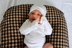 Brown Black Gingham Ruffle Baby Lounger Cover by Little Mae & Co