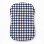 Navy Blue Gingham Ruffle Baby Lounger Cover by Little Mae & Co