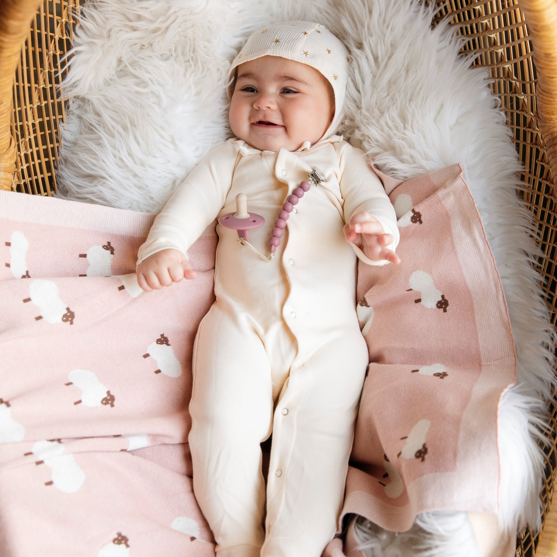 Whimsy Collection Luxury 100 Percent Cotton Knit Swaddle Baby Blanket Bleu La La