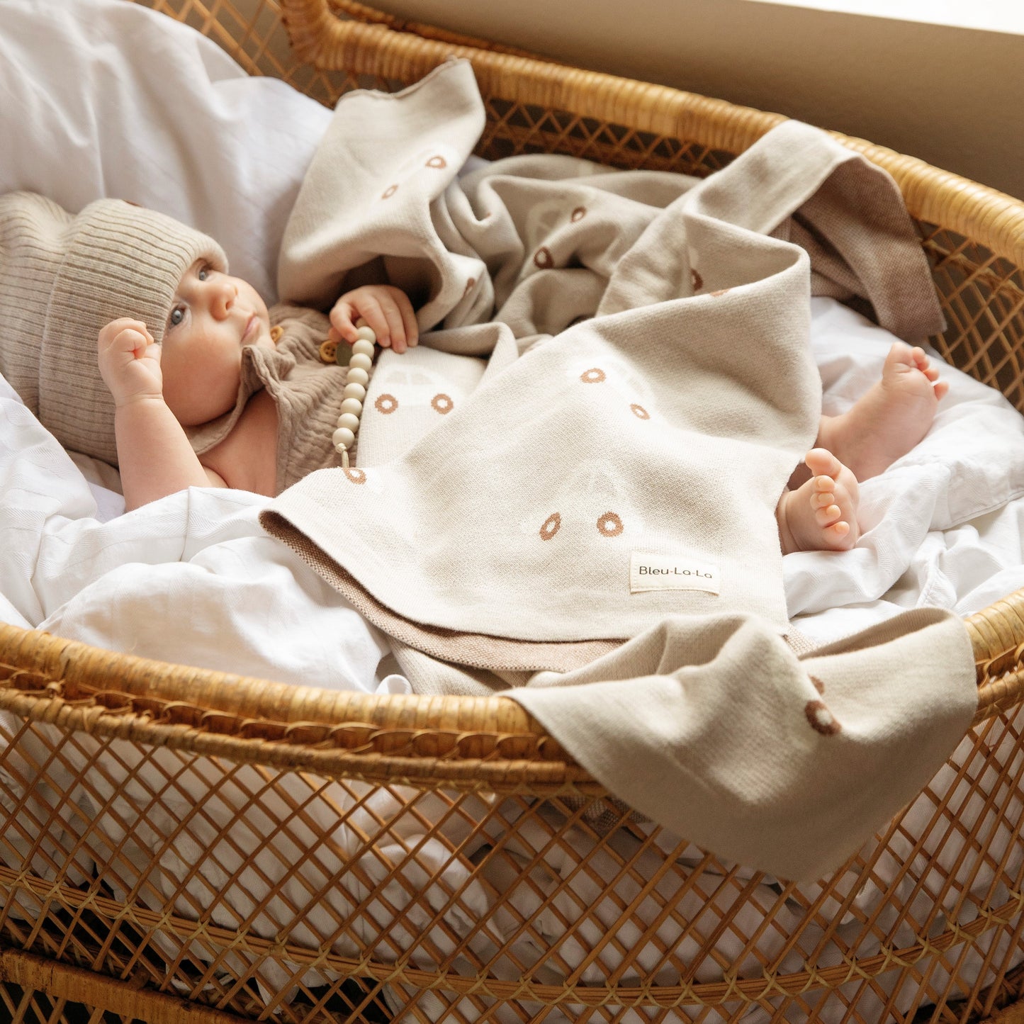 100 Percent Cotton Luxury Knit Car Swaddle Blanket Bleu La La
