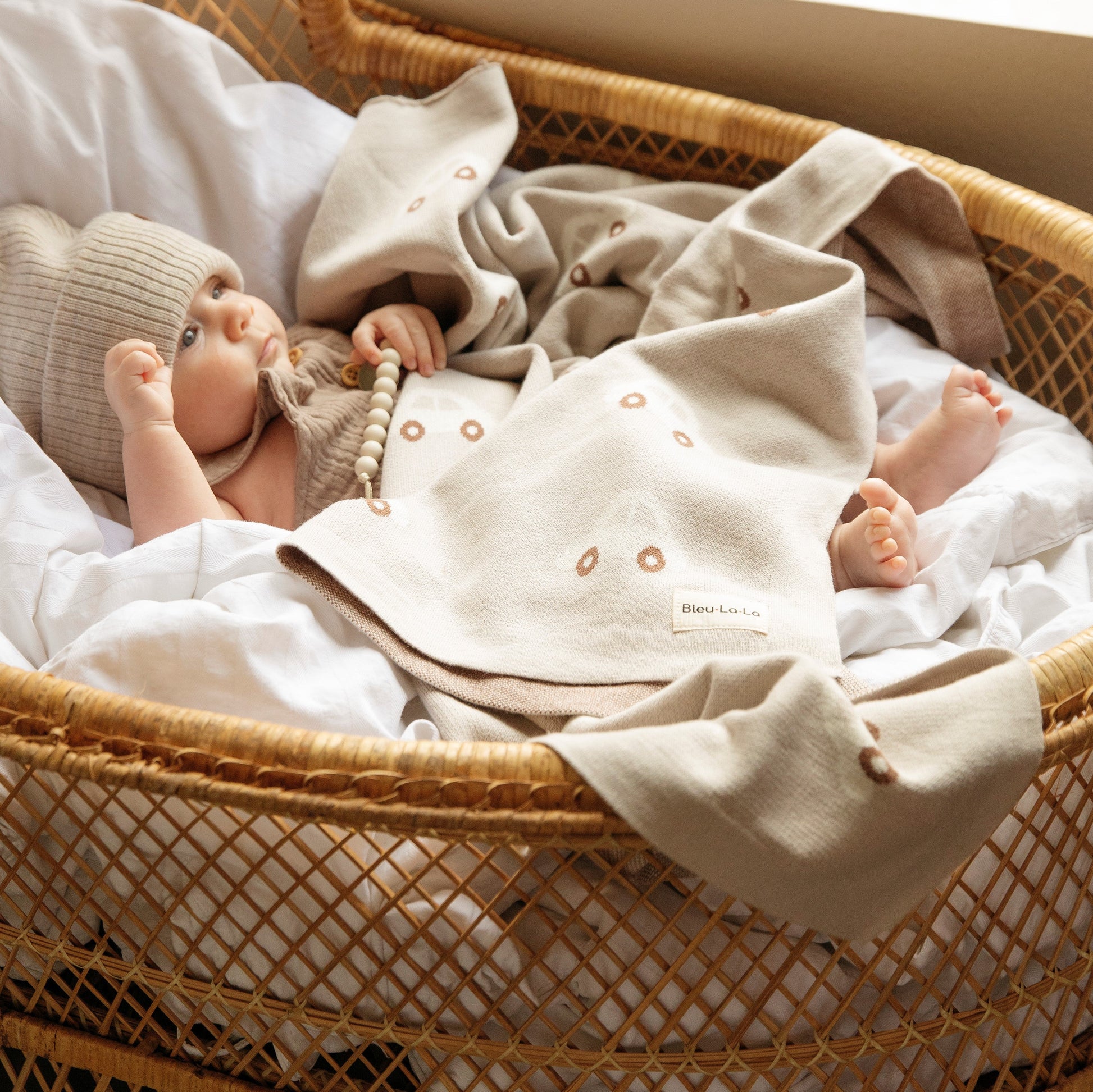 100 Percent Cotton Luxury Knit Car Swaddle Blanket Bleu La La