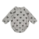 Organic Long Sleeve Bubble Romper - Woodland Bear by Makemake Organics