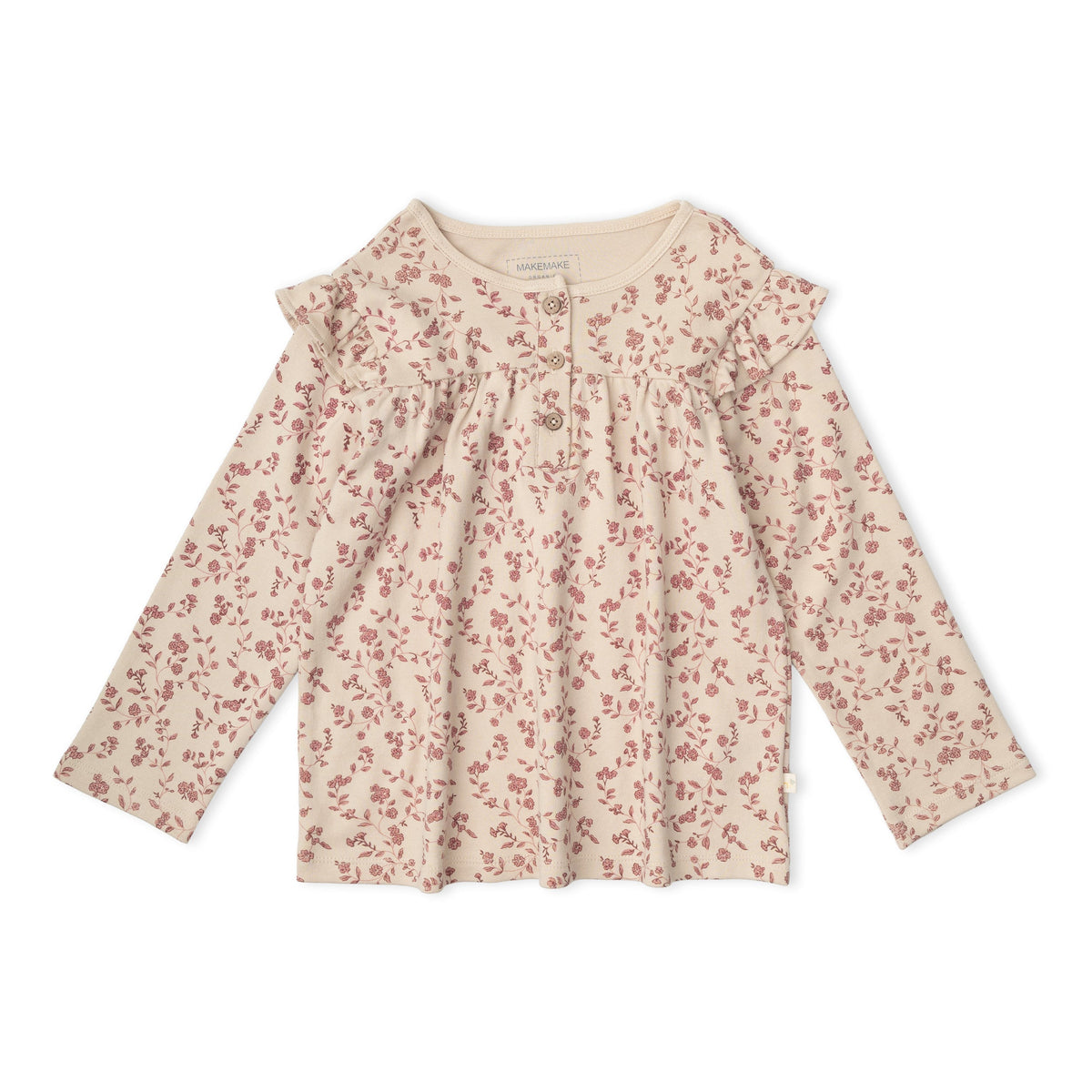 Organic Ruffle Sleeve Top Set of 2 - Petal Whispers + Dusty Rose by Makemake Organics