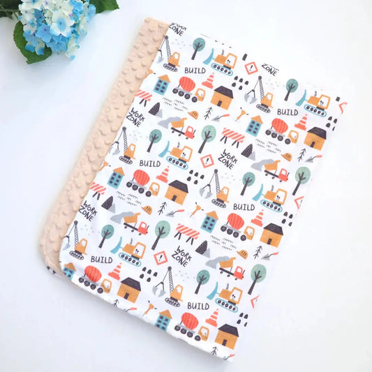 Baby & Toddler Minky Blanket - Little Builder Honey Lemonade