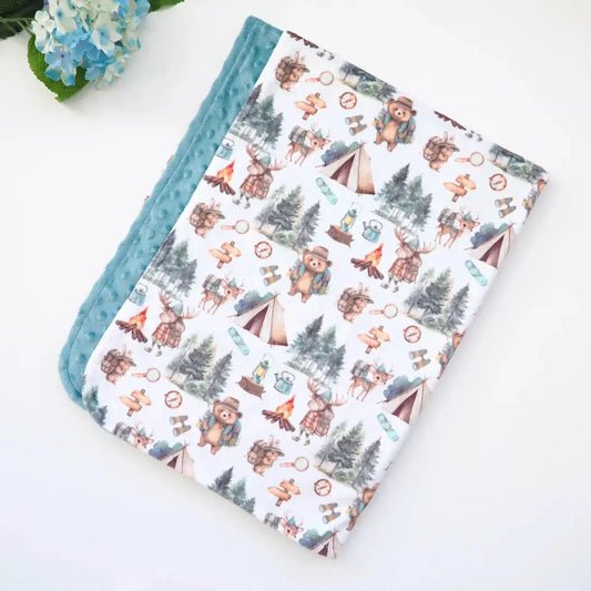Baby & Toddler Minky Blanket - Let's Go Camping Honey Lemonade