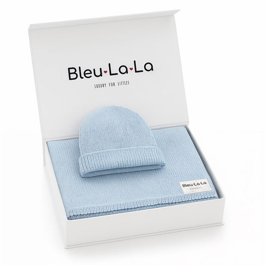 Luxe Collection 100 Percent Organic Cotton Luxury Knit Baby Blanket Bleu La La