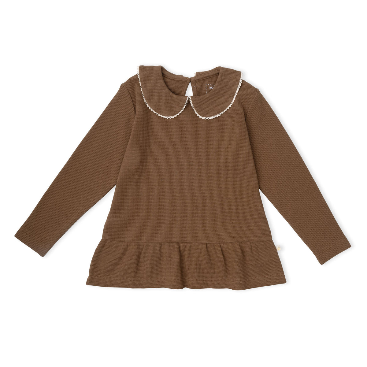 Organic Collar Peplum Top Set of 2 - Chestnut Bloom + Brown by Makemake Organics