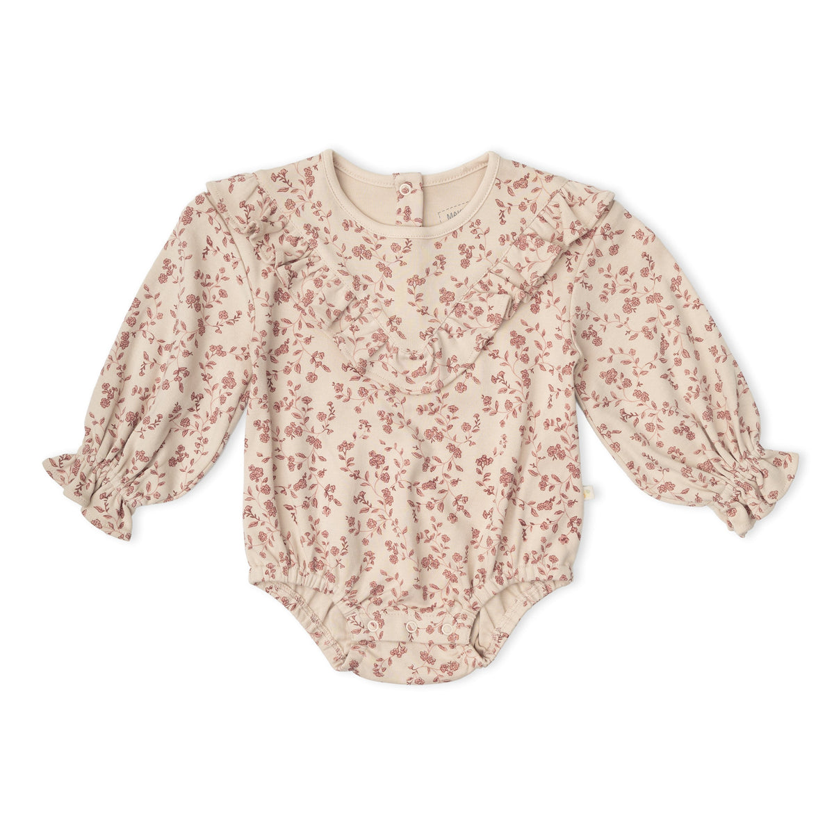 Organic Ruffle Bubble Romper - Petal Whispers by Makemake Organics