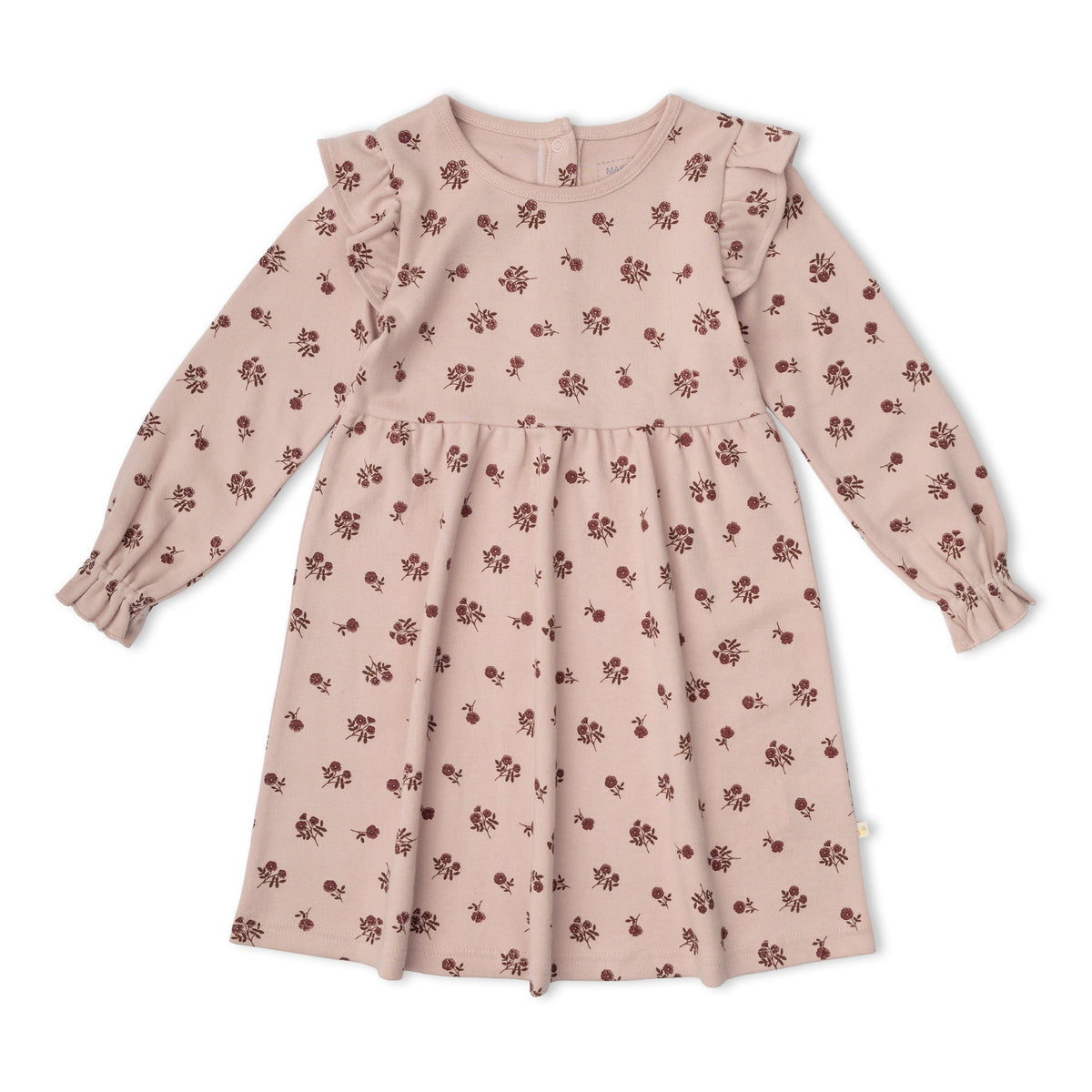 Organic Ruffle Sleeve Dress - Rosebud by Makemake Organics