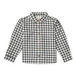 Organic Collared Long Sleeve Shirt - Charcoal Plaid by Makemake Organics