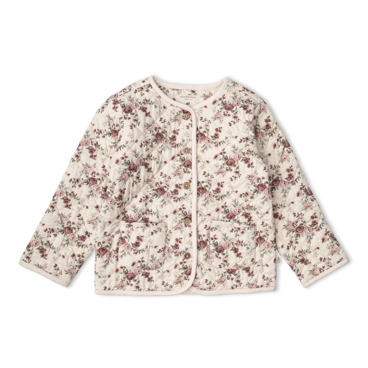 Organic Quilted Buttoned Jacket - Wildrose by Makemake Organics