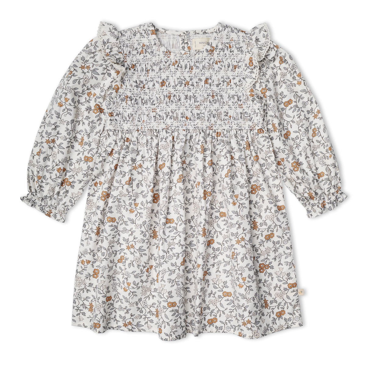 Organic Smocked Ruffle Dress - Ivy by Makemake Organics