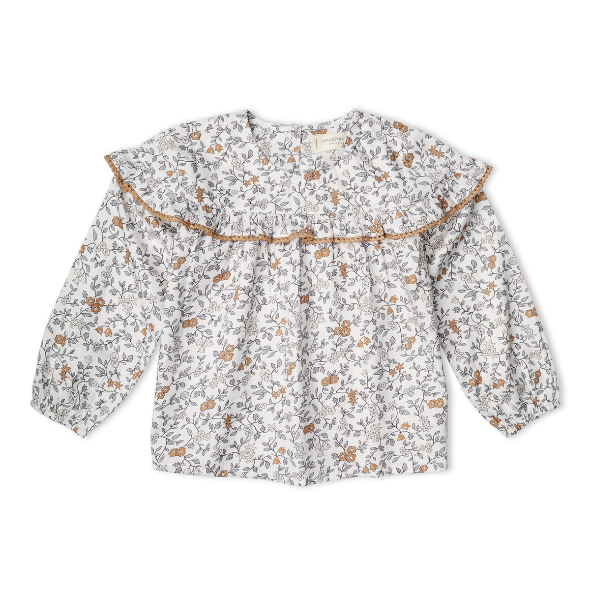 Organic Ruffle Cotton Blouse - Ivy by Makemake Organics