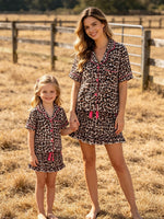 Mommy & Me Leopard Print Ruffle Pajama Set by Rylee Faith Designs