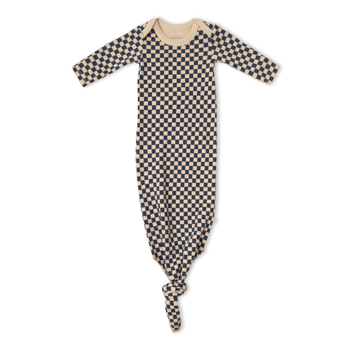 Organic Knotted Baby Gown - Midnight Check by Makemake Organics