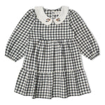 Organic Collar Tiered Dress - Charcoal Plaid by Makemake Organics
