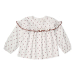 Organic Ruffle Cotton Blouse - Forest Scatter by Makemake Organics