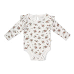 Organic Ruffle Bodysuit & Pants Set - Winter Berry by Makemake Organics