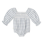 Organic Smocked Long Sleeve Romper - Window Plaids by Makemake Organics