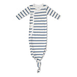 Organic Kimono Knotted Sleep Gown - Navy Stripe by Makemake Organics