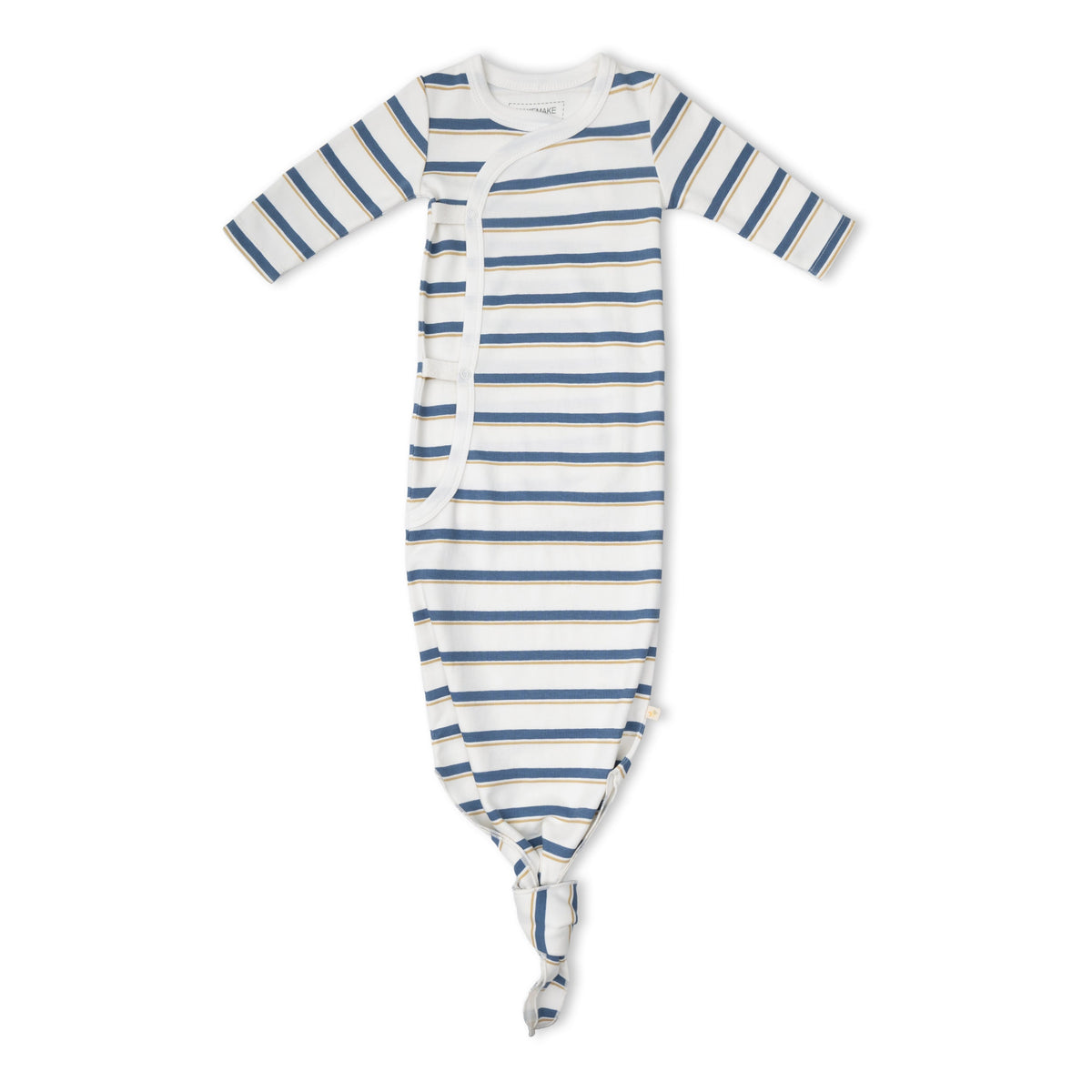 Organic Kimono Knotted Sleep Gown - Navy Stripe by Makemake Organics
