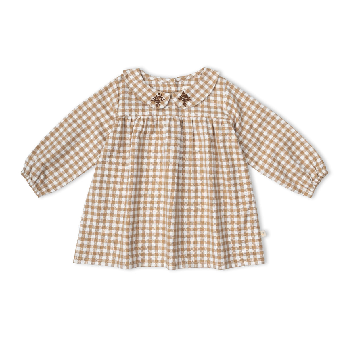 Organic Peter Pan Collar Dress - Oat Gingham by Makemake Organics