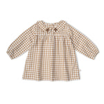 Organic Peter Pan Collar Dress - Oat Gingham by Makemake Organics